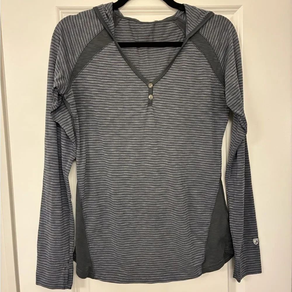 KUHL Trista Hoody Striped Lightweight Thermal Pullover Gray Women’s Medium